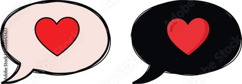 Heart chat bubbles vector illustration love message romance communication