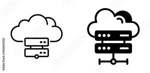 Cloud Server Icon Design for Data Storage, Hosting, and Cloud Computing