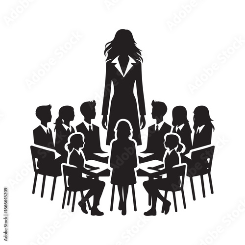 students group vectore silhouette outline logo design concept illustration 