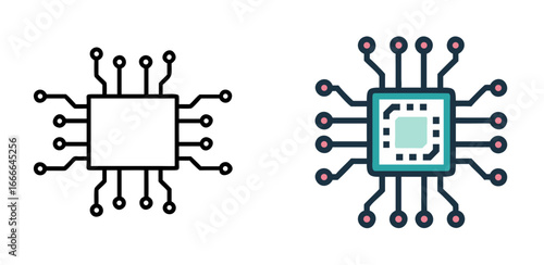 Computer Chip Icon Design for Technology, Electronics, and Hardware
