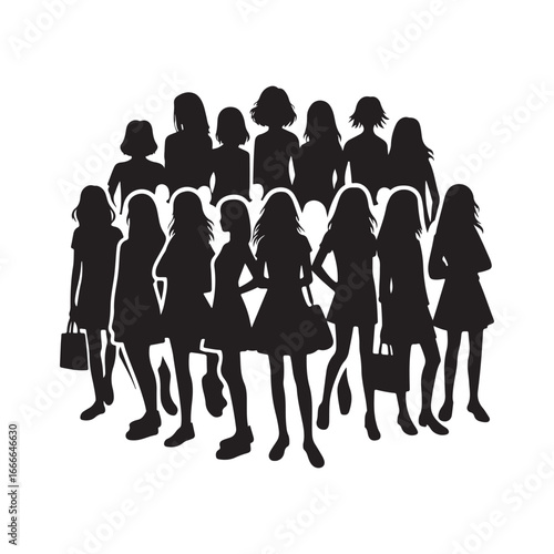 students group vectore silhouette outline logo design concept illustration 