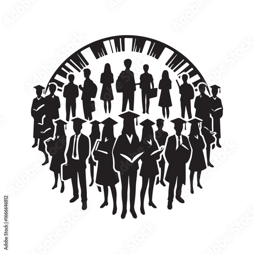 students group vectore silhouette outline logo design concept illustration 