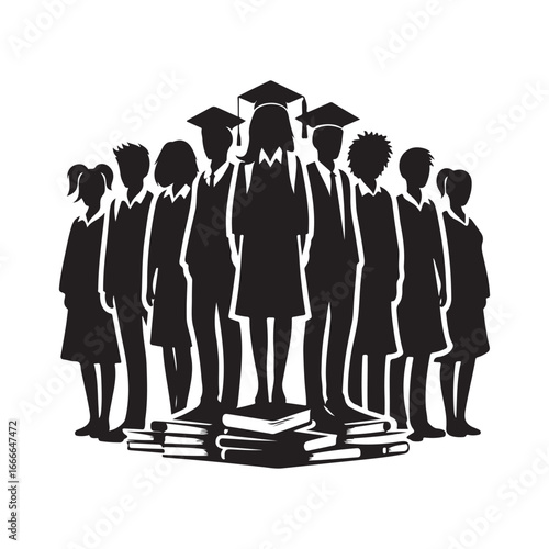 students group vectore silhouette outline logo design concept illustration 