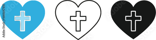 Christian heart cross vector illustration religious symbol love
