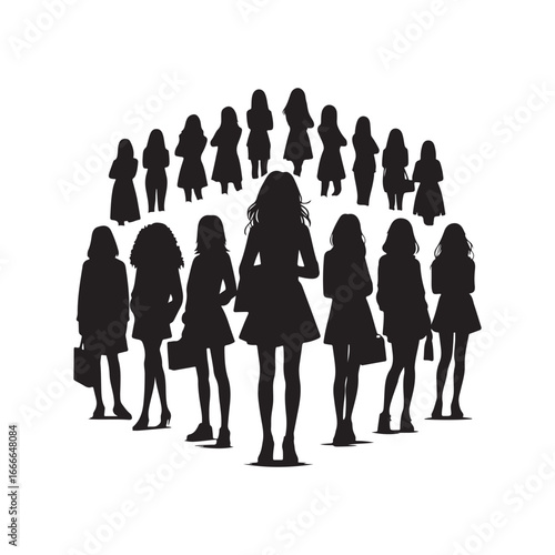 students group vectore silhouette outline logo design concept illustration 