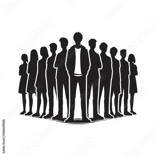 students group vectore silhouette outline logo design concept illustration 