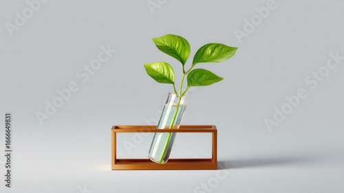 Wallpaper Mural Plant Propagation in Glass Test Tube with Fresh Green Leaves Displayed Torontodigital.ca
