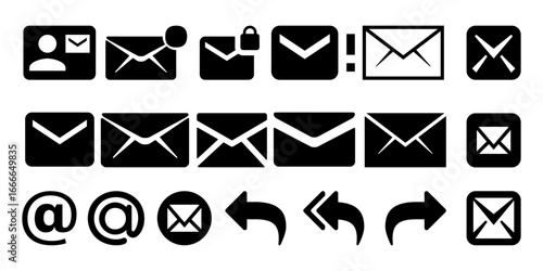 Mail, envelope, e-mail icon set. 
