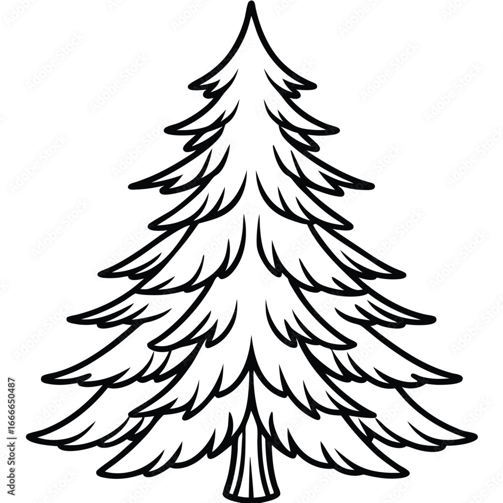 Obraz premium Fir Tree line art vector