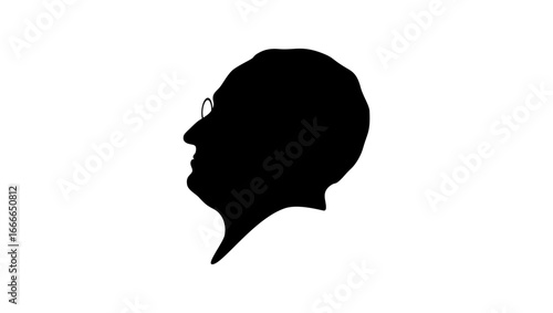 Bertolt Brecht portrait, black isolated silhouette