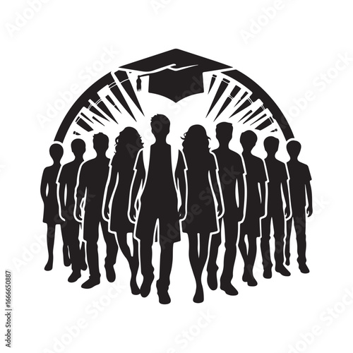 students group vectore silhouette outline logo design concept illustration 
