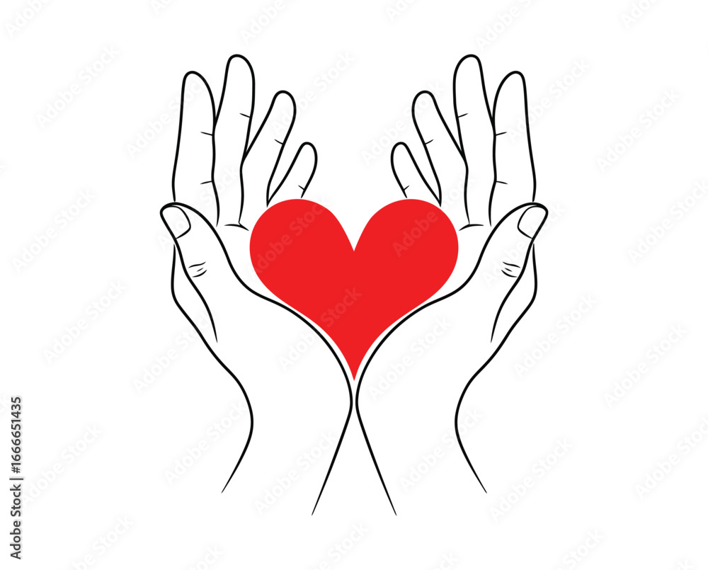 Fototapeta premium Hands gently cradle a heart shape,care, support, hope, isolated on white background