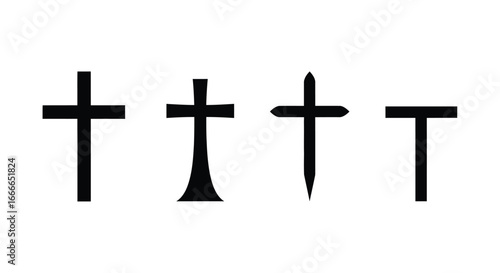 Four distinct christian cross symbols representing faith spirituality and religious devotion vector