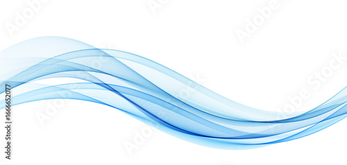 Abstract Blue Transparent Wave . Vector Abstract Smoke wave background.