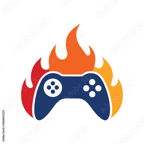 Dynamic Controller Shape with Dual Flame Tails Illustration