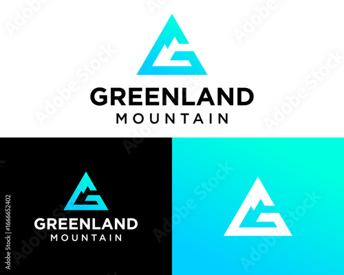 Greenland Mountain Logo Modern Lettermark for Outdoor Adventures