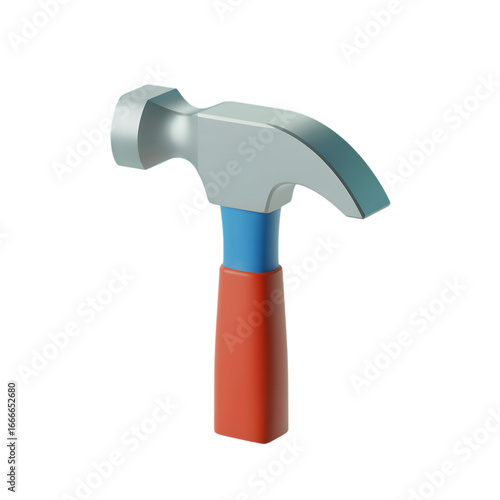 Red and blue claw hammer for diy and home repair transparent background Png
