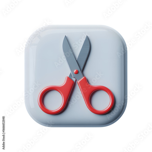 Icon of red scissors with serrated blades transparent background Png