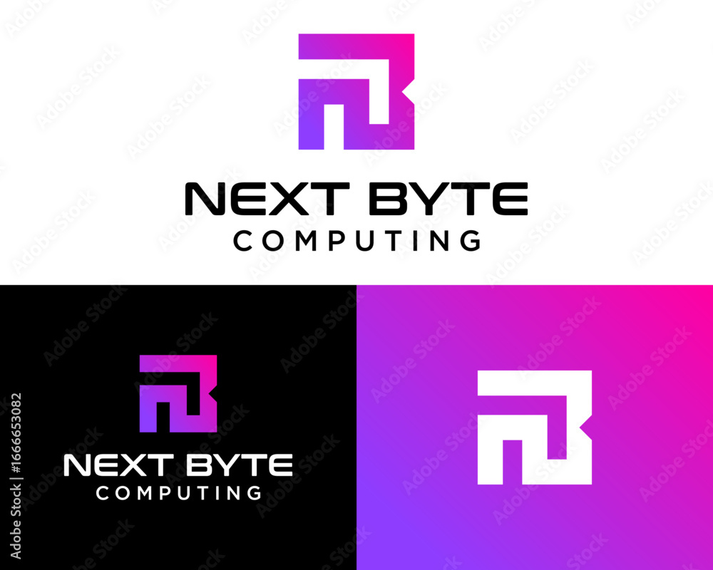 Obraz premium NB monogram letter logo about technology and computing.