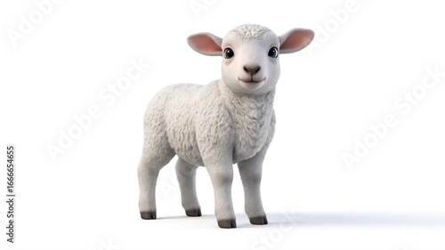 Cute Lamb Animation on White Background