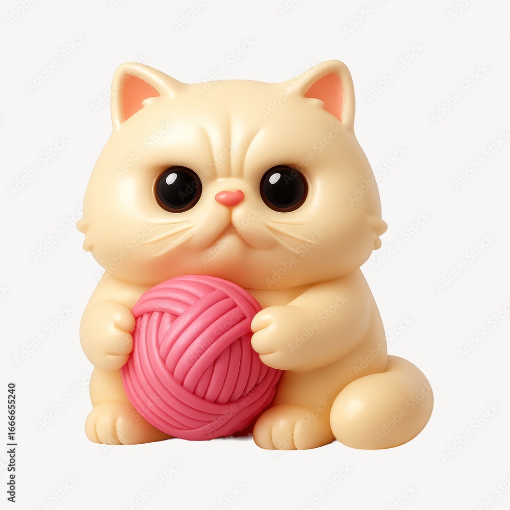Fototapeta premium Cute kitten with yarn ball.