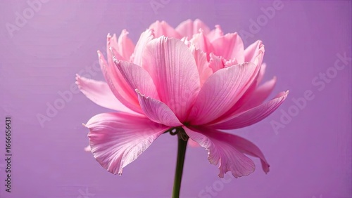 Delicate Pink Blossom on a Lavender Background, a Symbol of Grace and Tranquility