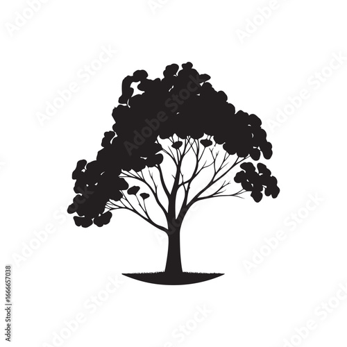 Ginkgo Biloba Tree Silhouette Vector Design.