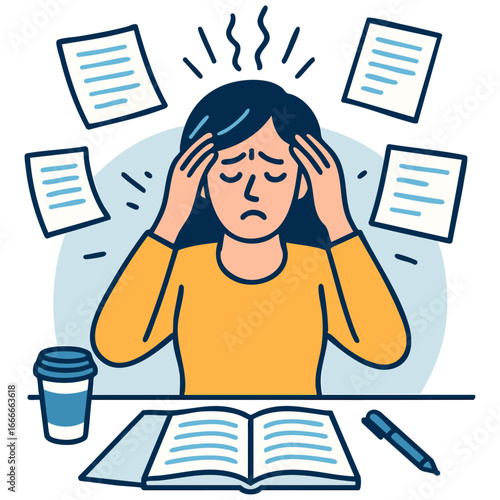 Office Overload and Bureaucratic Pressure – Conceptual Illustration of Employee Stress and Work Fatigue