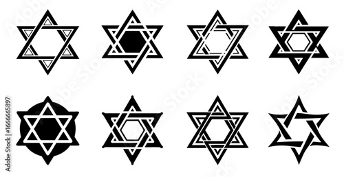 Hexagram symbol multi-style set for Spiritual Representation and Design