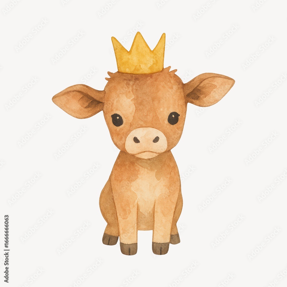 Fototapeta premium Adorable calf wearing crown
