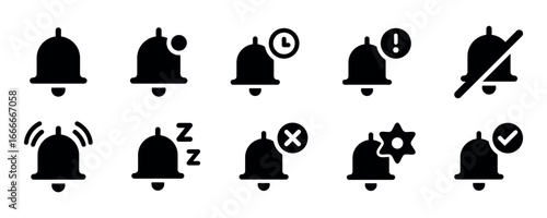 Collection of bell icons representing notifications and alerts