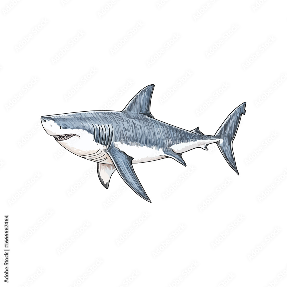 Obraz premium basking shark hand drawn illustration
