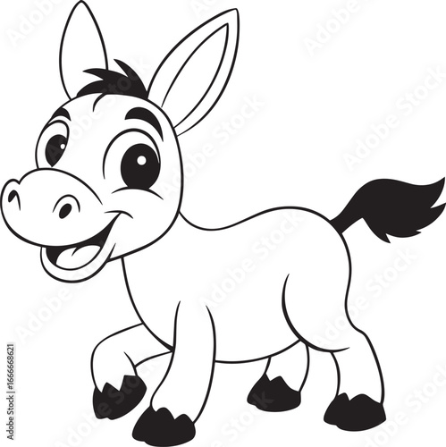 Cute donkey animal cartoon illustration isolated on white background