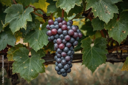 Wallpaper Mural Cluster of ripe red grapes hanging among green foliage Torontodigital.ca