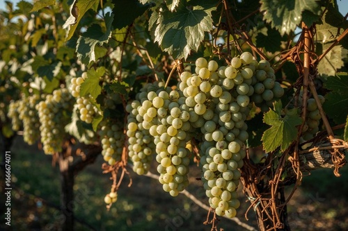Wallpaper Mural Clusters of mature white riesling grapes thriving in an eco-friendly vineyard Torontodigital.ca