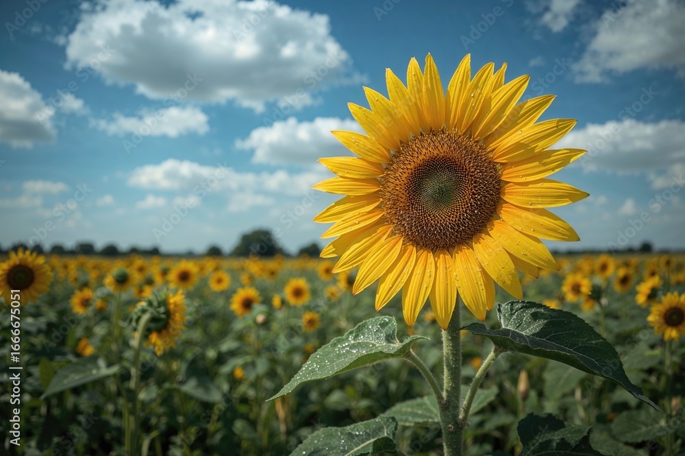 Fototapeta premium Helianthus annuus, widely known as the common sunflower, is a tall annual plant cultivated for its oil-rich seeds and edible fruits.