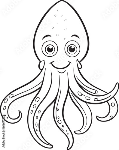 Cute cartoon octopus isolated on white background