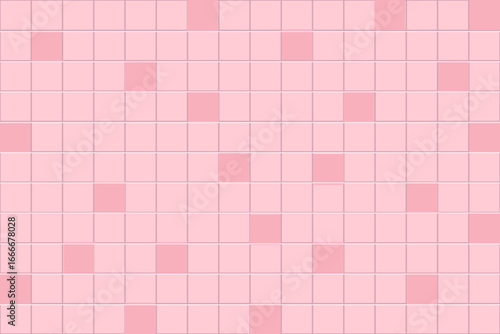 Pink floor tile wall tile ceramic for architecture background. Nude pink grid pool, square mosaic design. Light wall, bricks withspace.