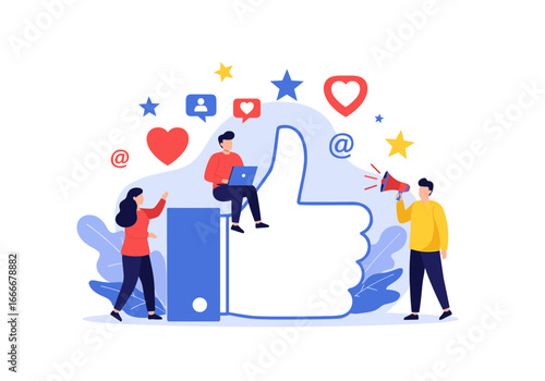 Social media marketing team working together to boost online engagement and reach a wider audience
