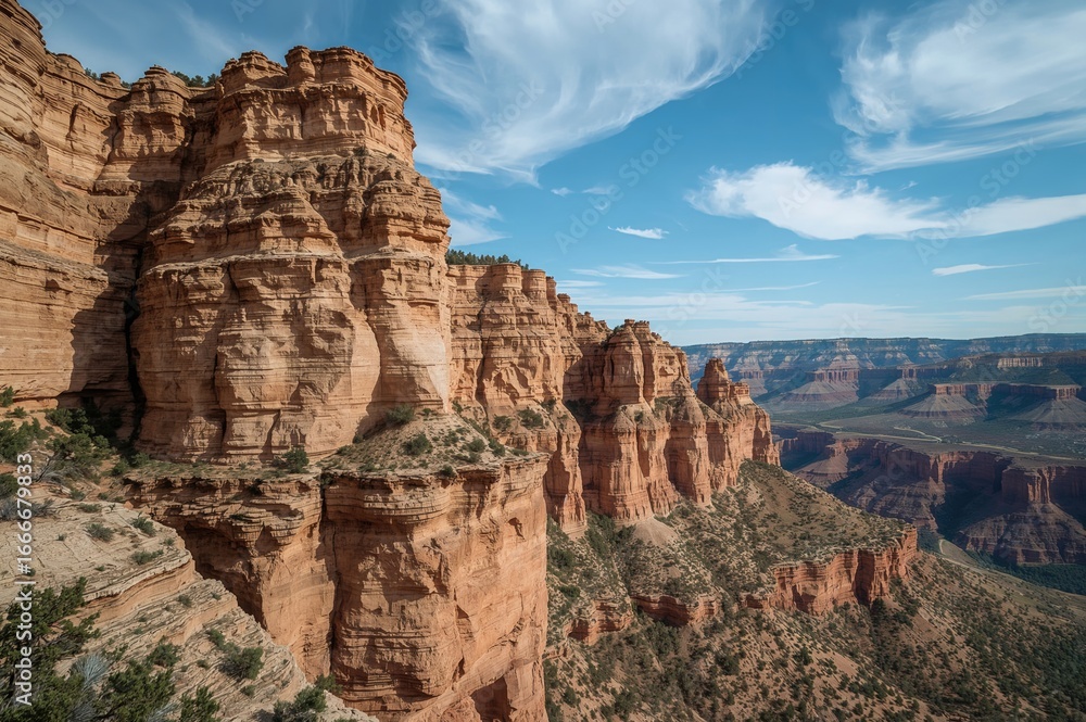 Fototapeta premium Steep rock wall of a deep canyon