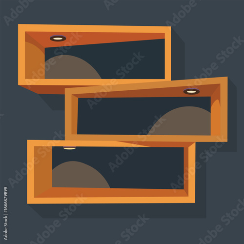 Stylish orange floating shelves for modern home decor storage organization and minimalist interior design