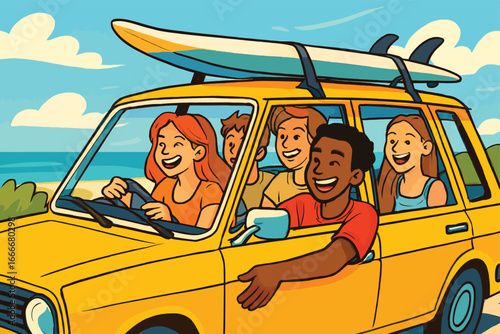 teenagers going to a summer trip