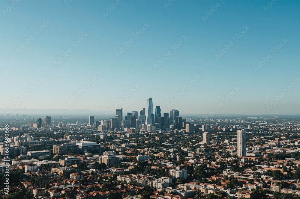 Fototapeta premium Panoramic Urban Scene at Sunset