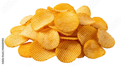 Fotografía Isolated Heap of Wavy Potato Chips