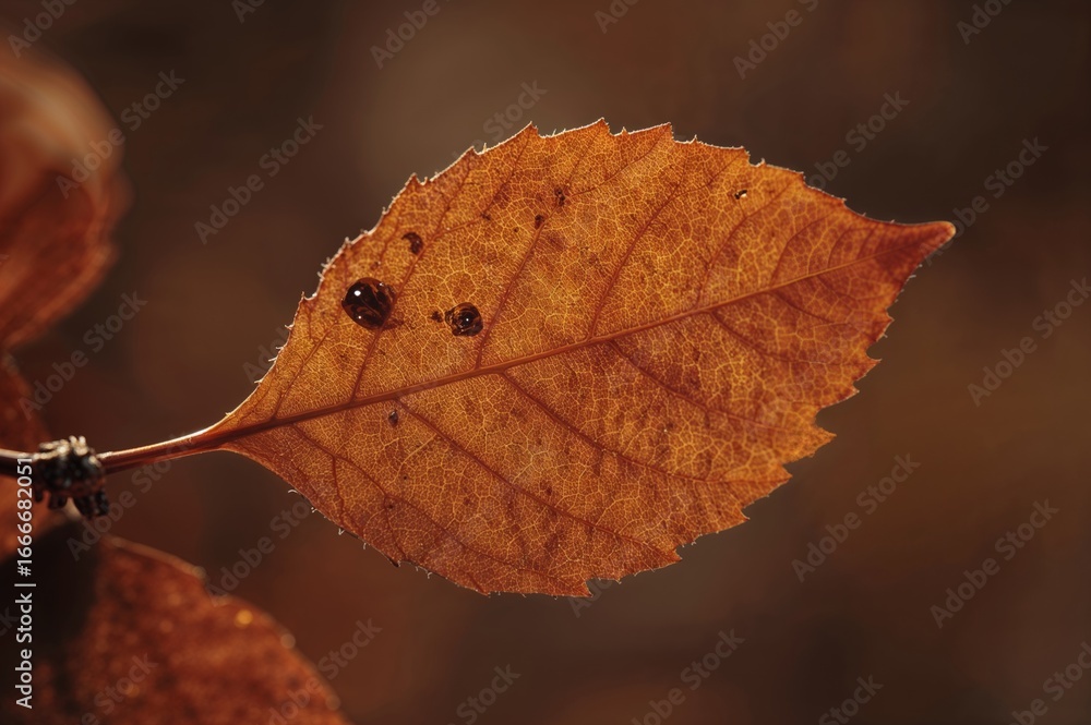 Obraz premium Detailed texture of a brown leaf up close