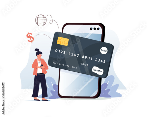 Money transfer abstract concept vector illustration. Credit card transfer, digital payment method, online cashback