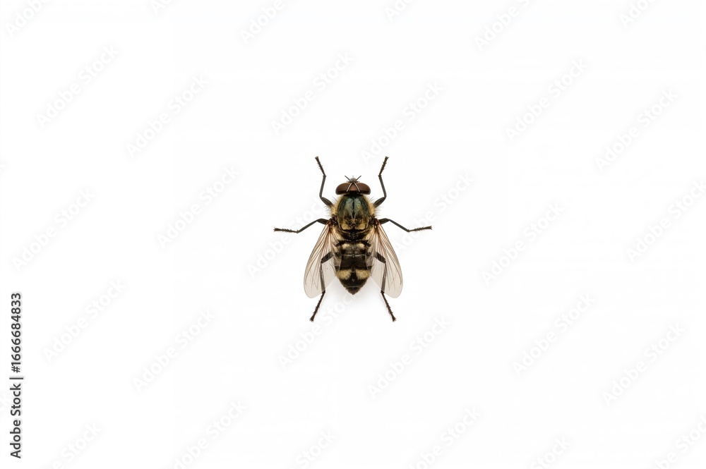 Fototapeta premium Fly resting on a plain white surface