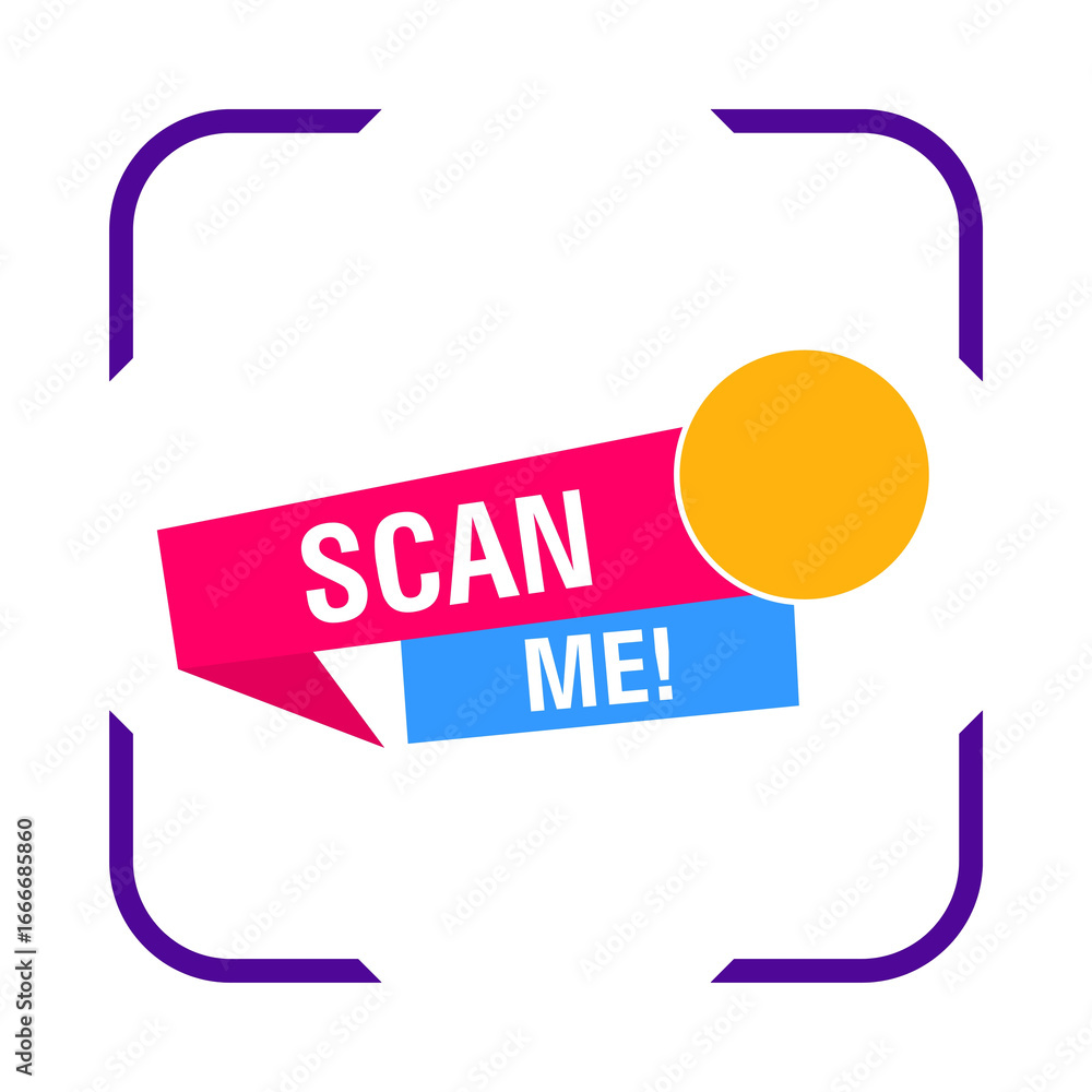 Obraz premium Scan me button with qr code frame
