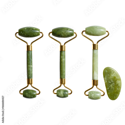 Wallpaper Mural Green jade rollers and gua sha tools for skincare on transparent background Torontodigital.ca