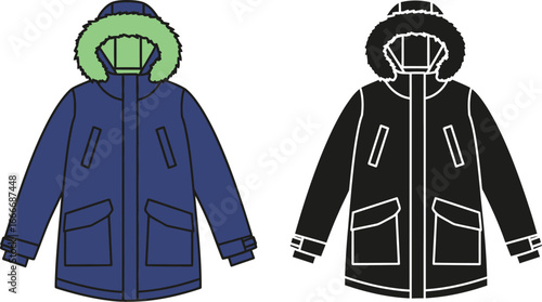 Winter parka jacket coat apparel outerwear fashion fur hood design